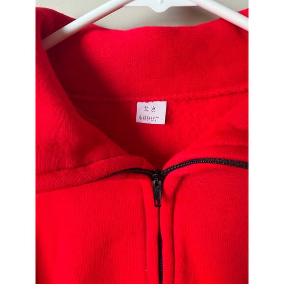 VTG "I Climbed the Great Wall of China" 1/4 Zip Red Collared Pullover Sweater - Picture 6 of 9